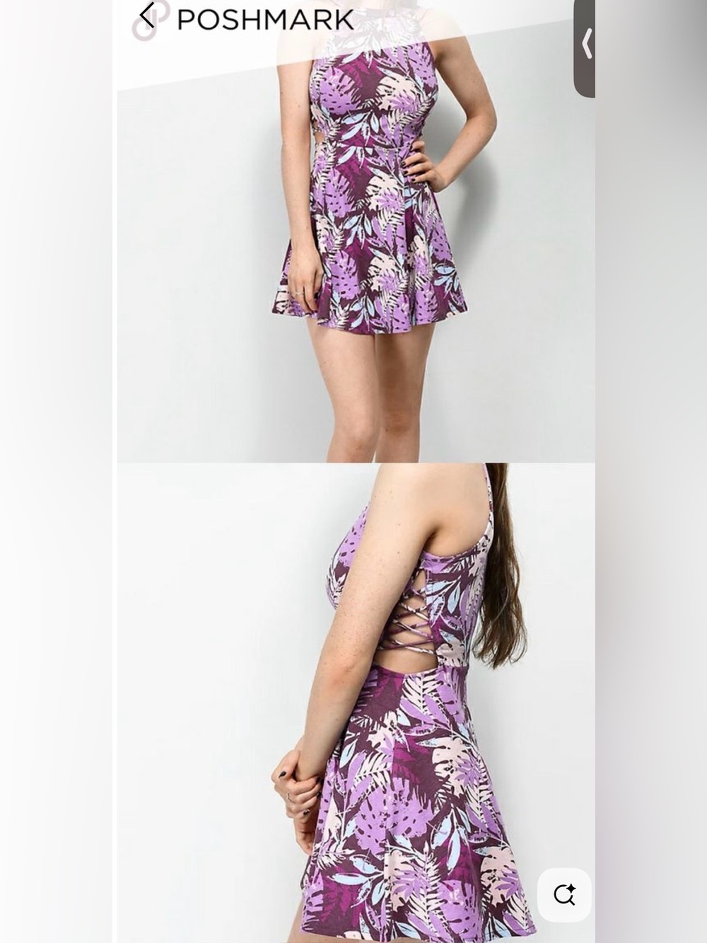 Empyre Laurel Purple Palm Fit & Flare Skater Dress